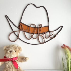 personalized cowboy hat wall decor with custom name for kids room