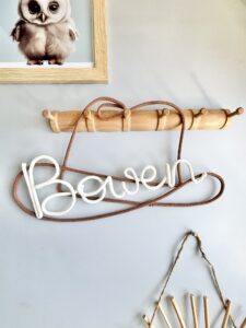 Personalised cowboy hat wall decoration with cream name, 40x25cm kids room decor