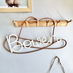 Personalised cowboy hat wall decoration with cream name, 40x25cm kids room decor