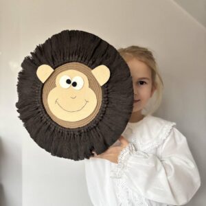 monkey head wall decor handmade for jungle nursery