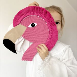 macrame flamingo wall decor made with cotton cord