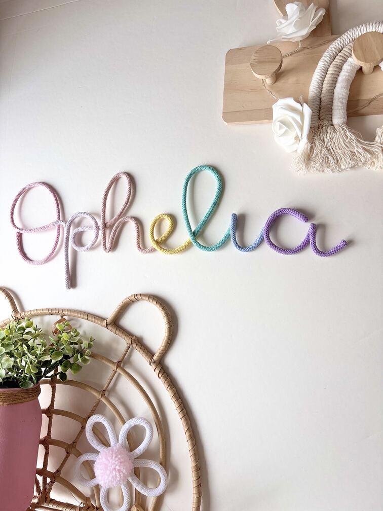 pastel multicolour name wall sign for kids room decor