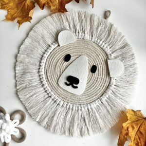 neutral teddy bear head wall decoration for kids room