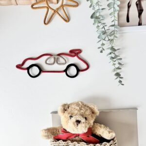 car wall decor for boys nursery made of rope and wire