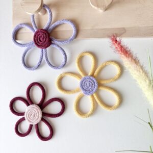 yellow lilac burgundy flower wall decor in girls nursery