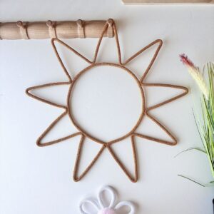 sun wall decor made of rope and wire for neutral nursery