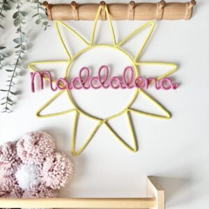 pink sun wall decor with custom name for girls nursery