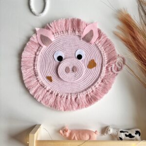cute pig wall hanging for kids room decor