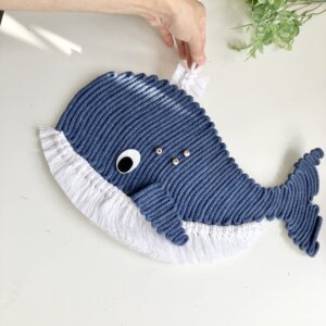 handmade dolphin wall hanging with macrame and cotton cord