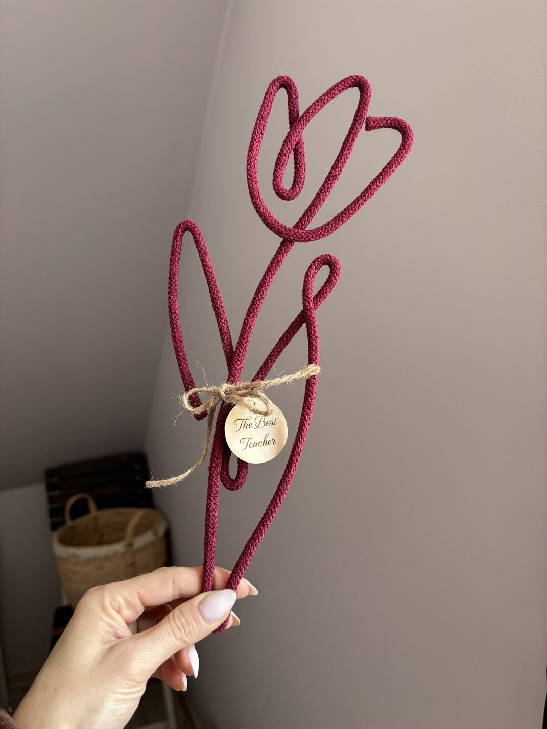 End of year teacher gift handmade tulip with thank you tag
