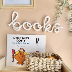 books wall sign handmade with thick rope for reading corner decor