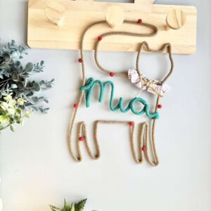 cat wall hanging handmade rope and wire for nursery