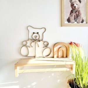 teddy bear wall decor made of rope and wire for nursery