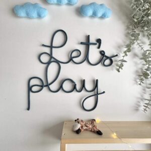 lets play wall sign for kids playroom decor handmade rope