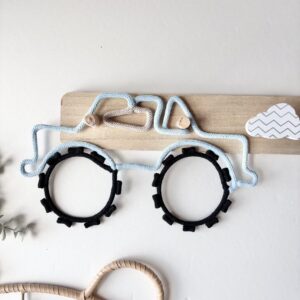 Handmade monster truck wall decor made of cotton cord and wire for boys room