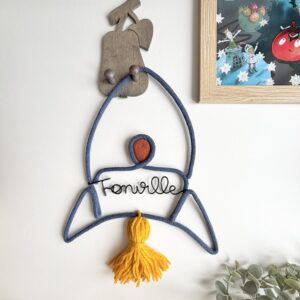 personalized rocket wall decor with name for space nursery