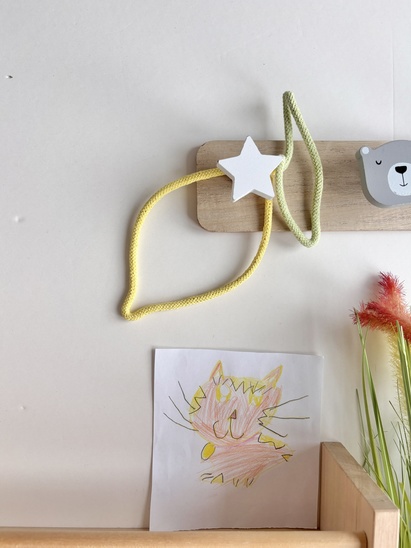 Handmade lemon wall decor for nursery in soft playful style perfect for baby girl room or reading corner