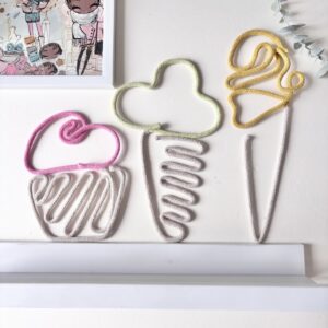 Handmade set of three ice cream wall decorations for a nursery or kids room.