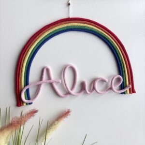 Personalized colourful rainbow name sign for a nursery or children’s bedroom